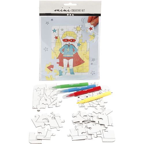 Creotime coloriez votre propre puzzle super-héros 15x18 cm 5-pièces