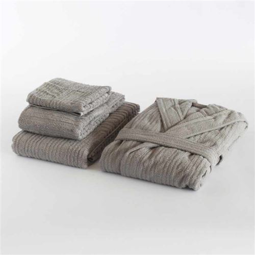 Set 3 Serviettes avec Peignoir Svad Dondi Times Square, Taille: S, Couleur: Gris
