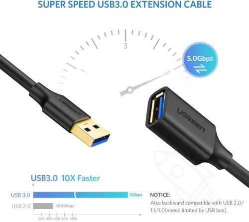 Câble d'extension USB 3.0 (5Gbps) A vers A de 1 m - Rallonge USB A  SuperSpeed en noir - M/F