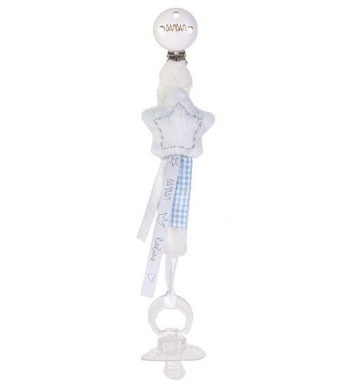 BamBam collier Star Pacifiersucette junior 21 cm bleu/blanc