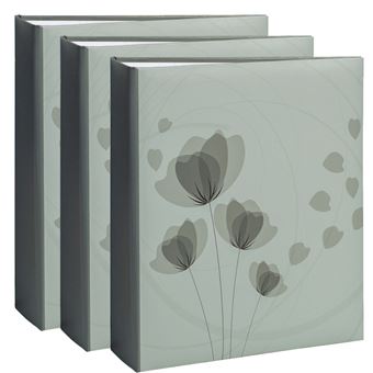 Lot De 3 Albums Photos Carrés Gris - 200 Pochettes 11.5x15 Cm Avec Espace Mémo
