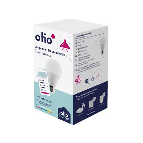 Ampoule connect&eacute;e WIFI LED E27 10W RVB complet - Otio