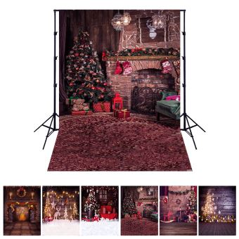 Toile de fond de Noël Photographie sur thème de Noël Cheminée Tissu photo personnalisé Fond studio Prop 5 x 3 ft