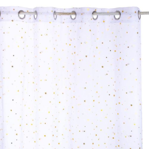 Voilage à œillets 140x250 cm Etoiles or blanc