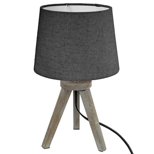 Paris Prix Gris Atmosphera Créateur D'intérieur - Lampe À Poser Trépied En Bois "Alexis" 31Cm - Image 1