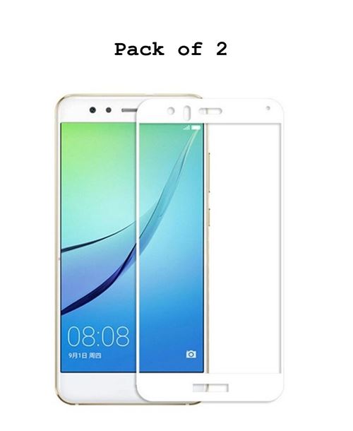 Huawei P10 Lite - Pack de 2 films en verre trempé solide pour Huawei P10 Lite, couvre la totalité de l'écran - Blanc