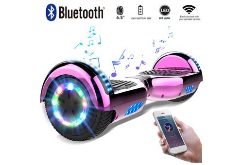 Hoverboard rose chromé bluetooth 6.5 pouces roues led light puissance 700W pour enfants et adultes