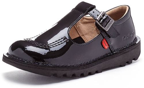 Kickers Kick T-Bar Classic Teen Back to School Chaussures in Patent Noir 112533 [UK 4 EU 37]
