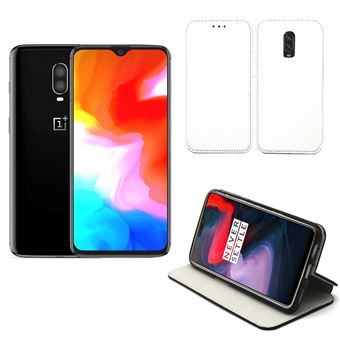 Etui Oneplus 6t Blanc Luxe Ultra Slim Cuir Style Avec Stand