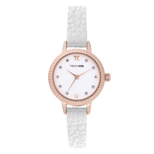 TRENDY KISS Montre analogique bracelet cuir CONSTANCE Blanc