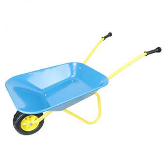 Brouette pour enfant en métal - Bleu et jaune - 1