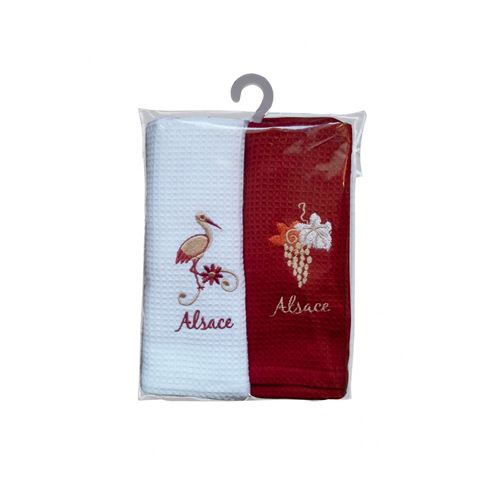 Mignognette 2 Torchons Nid d'abeilles Alsace Winkler