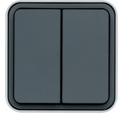 Hager - Bouton poussoir double - Cubyko - En saillie - Gris - Image 3