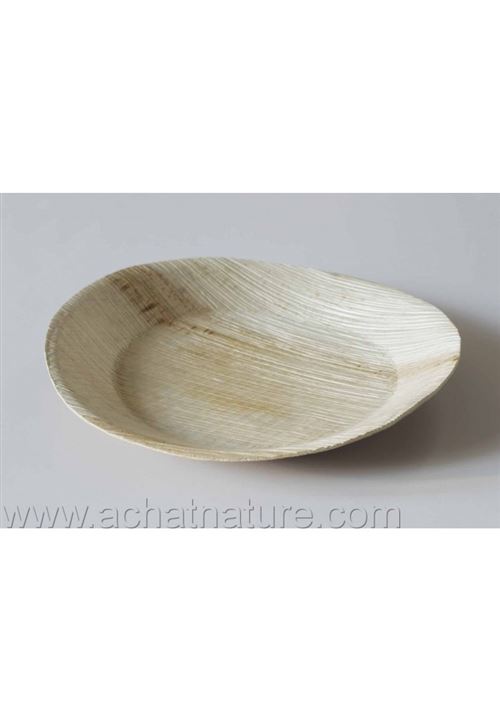 Lot de 25 assiettes compostables en palmier rondes 18 cm