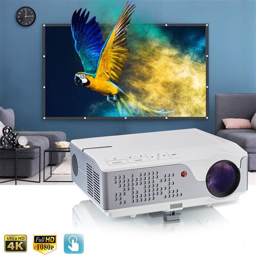Vidéoprojecteur 1080p FULL HD FLZEN 6000 Lumens 15000:1 Supporte 4K 300 Max Écran Smartphone Ecran Recopie Adaptateur HDMI Gratuit