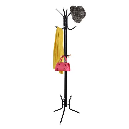 Portant pour Manteaux et Chapeaux, Portemanteau, Noir, Dimensions: 50,0 x 50,0 x 177,8 cm