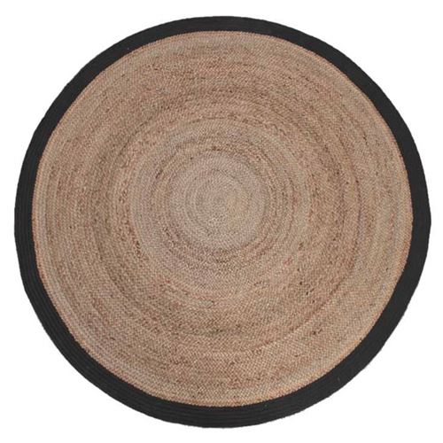 Tapis tissé main coton et jute noir Jaar - Dimensions - à¸180 cm