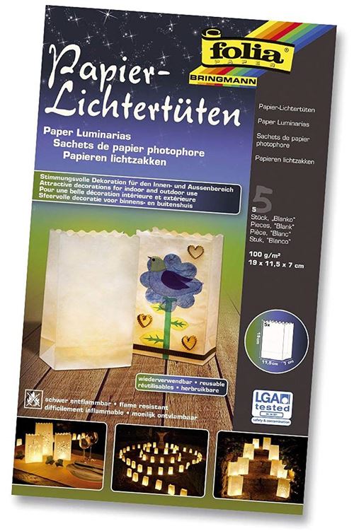 Folia lanternes Lot de 5 19 x 11,5 x 7 cm blanches