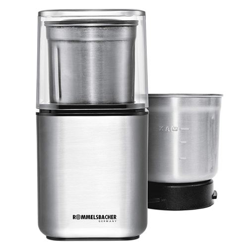 Rommelsbacher EGK 200 & Moulin à café à épices électrique/2 cuve Inox avec interchangeables frappe Couteau & spécial Couteau/200 W/acier inoxydable