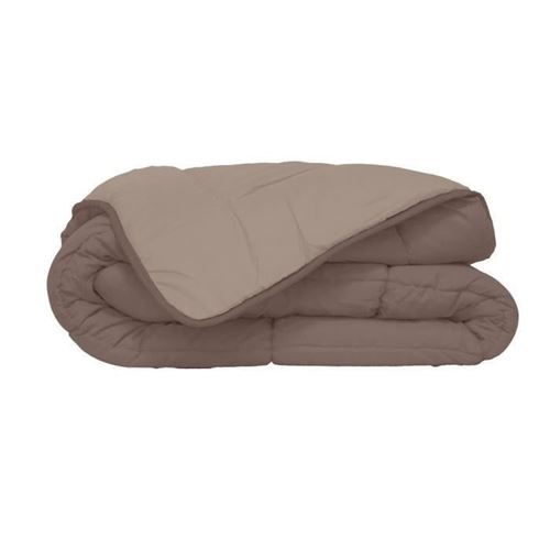 HUDSON Couette legere Microfibre 200g/m2 220x240cm Taupe + Lin