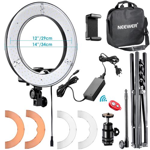 Neewer Ring Light Anneau Lumineux 36cm LED SMD 5500K 36W Lumière Anneau Réglable Kit Eclairage avec Pied de 155cm pour Photo Studio Vidéo