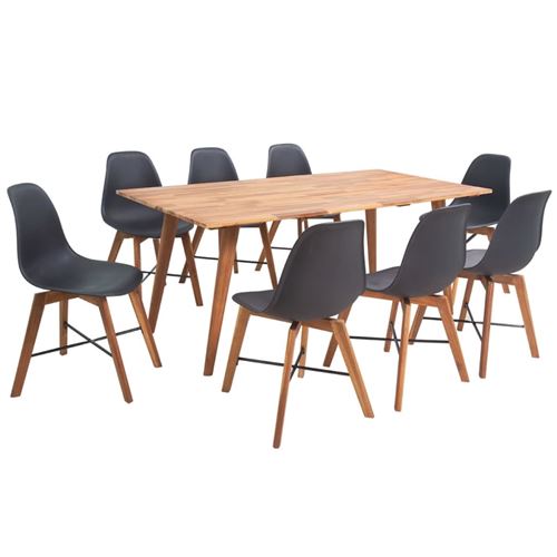 vidaXL Jeu de salle à manger solide bois d'acacia noir 9 pièces