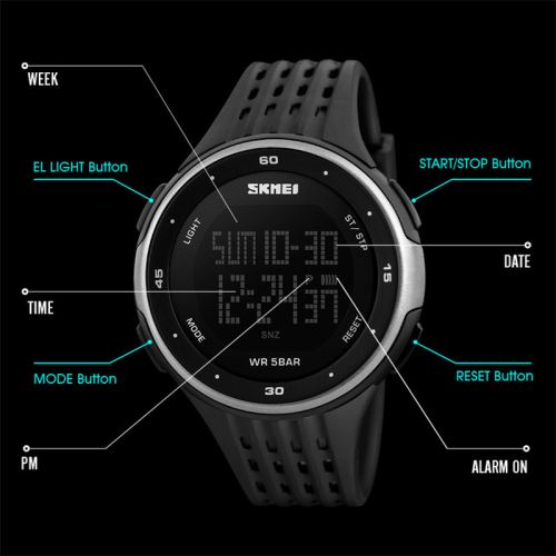 Montre numérique Sport Gris plastique
