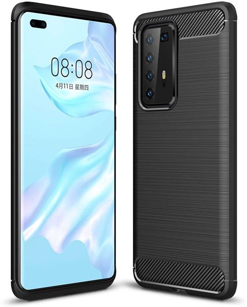 Housse de protection pour Huawei P40 Pro+ Fibre de Carbone Noir