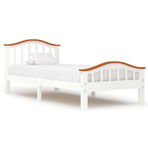 vidaXL Cadre de lit Blanc et chêne Bois de pin massif 90 x 200 cm