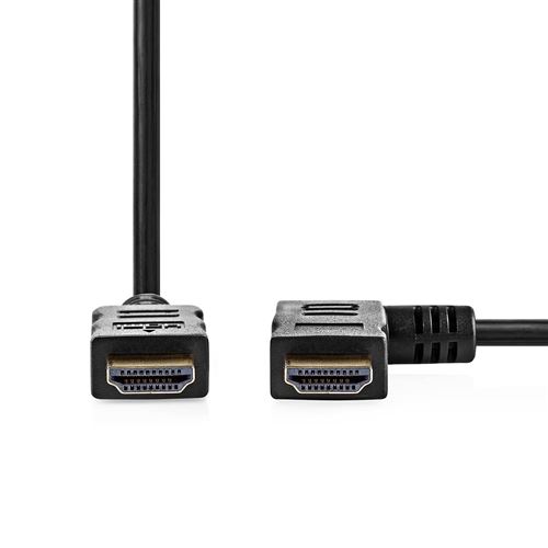 Nedis - HDMI-kabel met ethernet - HDMI male rechthoekig naar HDMI male recht - 1.5 m - zwart - rond