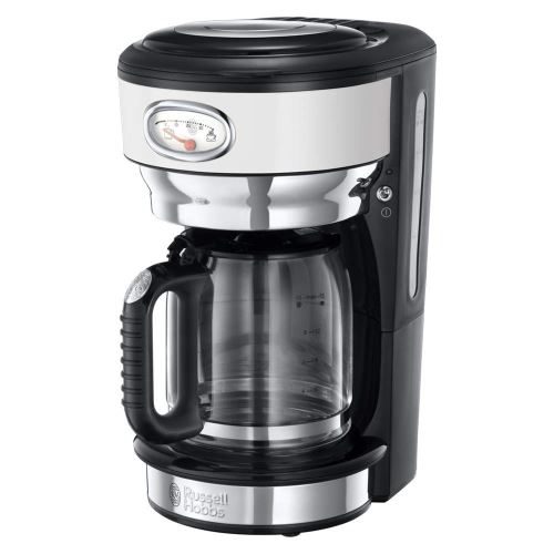 Russell Hobbs Retro Cafetière Filtre, Acier Inoxydable, 1.25 Liters, Blanc