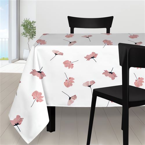 Nappe anti-tâches 180x180 cm PETALE rose par Soleil d'ocre