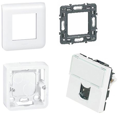 Kit complet d'installation de prise murale LEGRAND RJ45 CAT6 45x45