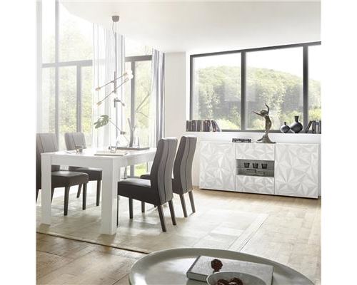 Salle à manger blanc laqué avec bahut 180 ANTONIO - Blanc - L 180 x P 90 x H 79 cm