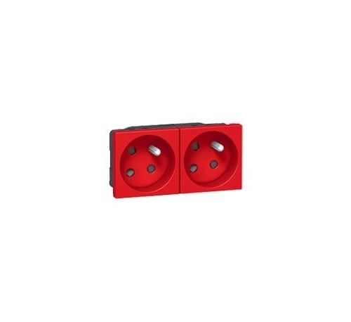 Prise 2P+T Mosaic - Rouge pour identification circuits - Bloc de 2 prises