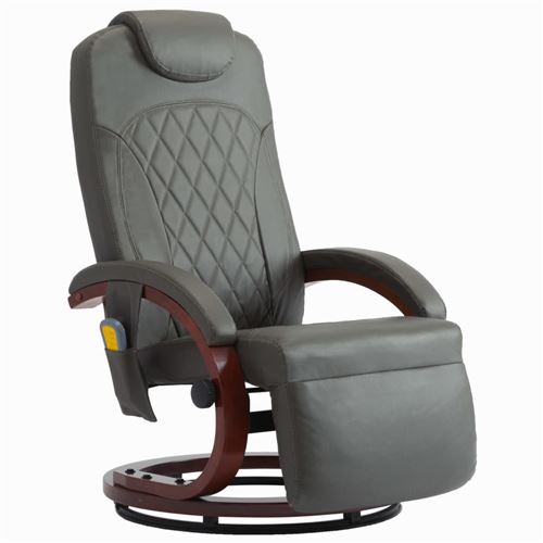 vidaXL Fauteuil de massage TV Gris Similicuir