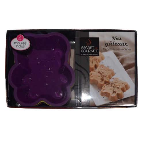 Coffret 4 Moules et livre de recettes - Ourson