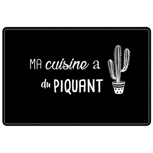 Set de table 28.5 x 43.5 cm pvc imprime cuisine cactus Noir