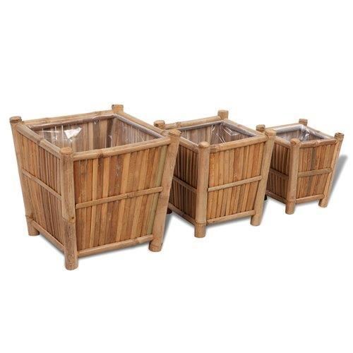 VIDAXL - Ensemble de 3 Pots de Fleurs - Bambou - Carré - Image 2