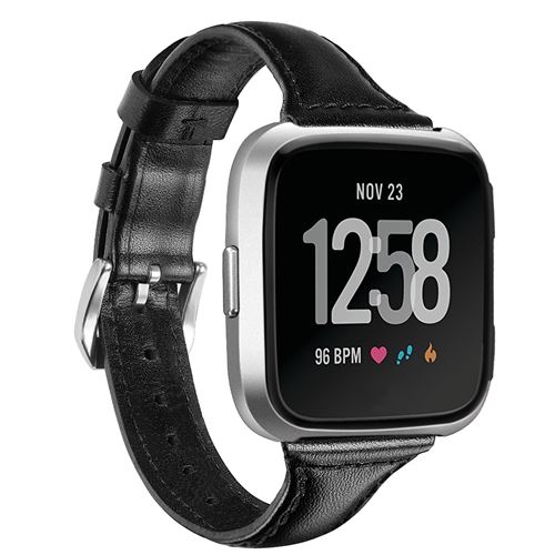 Bracelet en cuir classique magnifique pour Fitbit Versa 3 / Sense - Noir