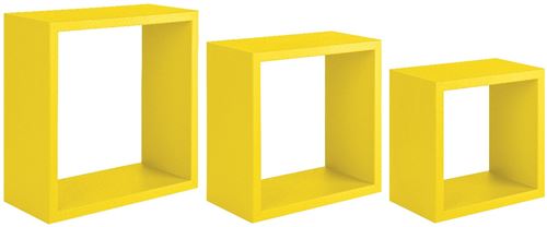 HOMEMANIA Étagère Incubo - Jaune - 35 x 35 x 15,5/ 30 x 30 x 15,5/ 25 x 25 x 15,5 cm