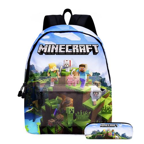 Lot de 2 pièces Sac à Dos, Trousse à crayons Minecraft pour Garçon et Filles (SD2062) Vert