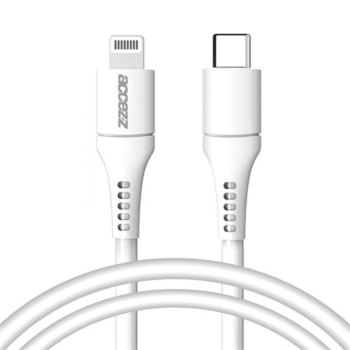 Câble USB-C vers Lightning certifié IMF 1 mètre Blanc Accezz