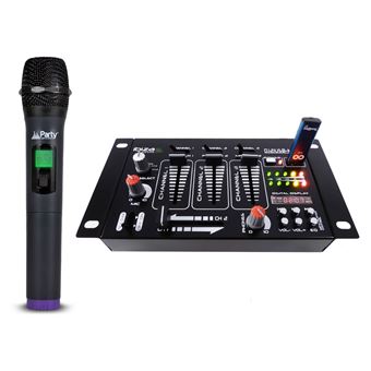Table de mixage - Ibiza Sound DJ21 4 voies 7 entrées USB + Micro sans fil VHF via USB - 1