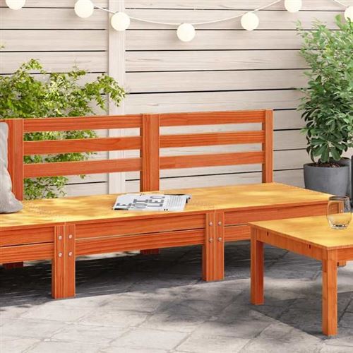 vidaXL Canapés de jardin sans accoudoirs 2 pcs cire marron bois massif