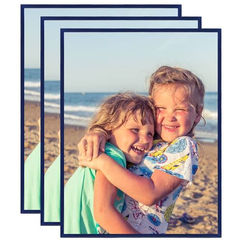 vidaXL Collage de cadres photo 3 pcs de mur table Bleu 50x60 cm MDF