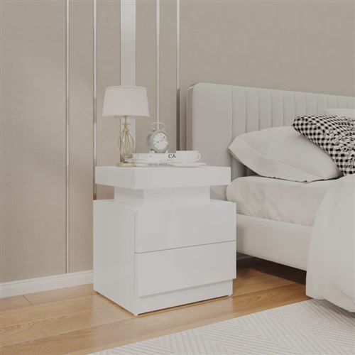 Vidaxl Blanc Table De Chevet - Brillant - Image 3