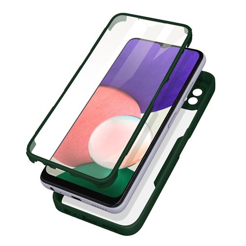 Avizar Coque pour Samsung Galaxy A22 5G Dos Plexiglas Avant Polymère Coins Renforcés Contour Vert