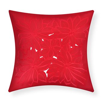 Lot de 2 Housses de Coussin 40x40 cm Brodée Florale Tissu Avizar Rouge - 1