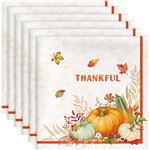 Serviettes en Coton Broderie Citrouille Lot de 6